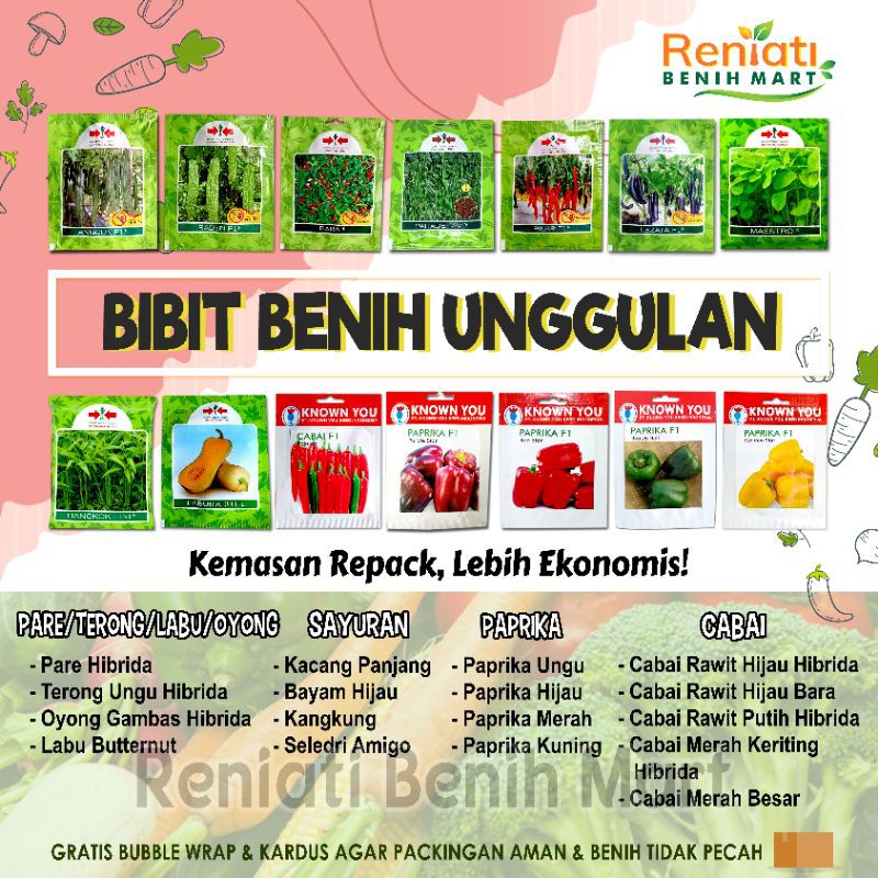 Benih sayur bibit sayuran lengkap - benih sayuran dan buah - aneka benih sayur dan bibit sayur