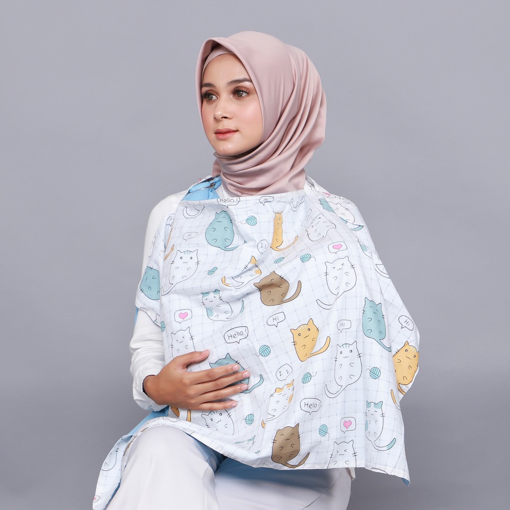 Apron Menyusui Kain Double Lapisan Nursing Cover Ibu Menyusui Bayi Premium Free Dompet Merk Ndollolo