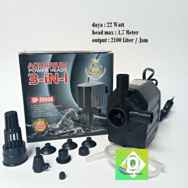 POMPA SPA SP-2600 COCOK UNTUK AQUARIUM DAN HIDROPONIK RAKIT APUNG