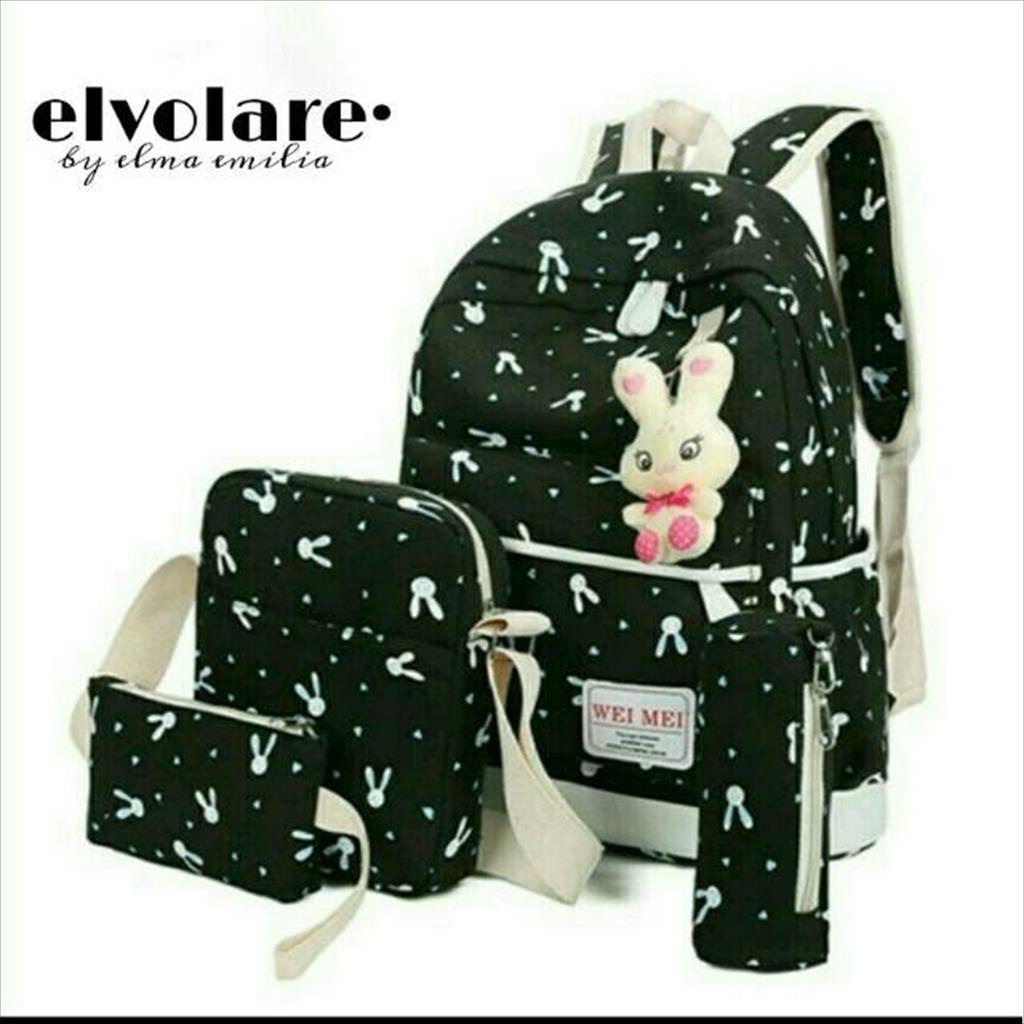 OTS 318 - tas ransel backpack set 4 in 1 kelinci / ransel anak / ransel beranak (tanpa boneka)