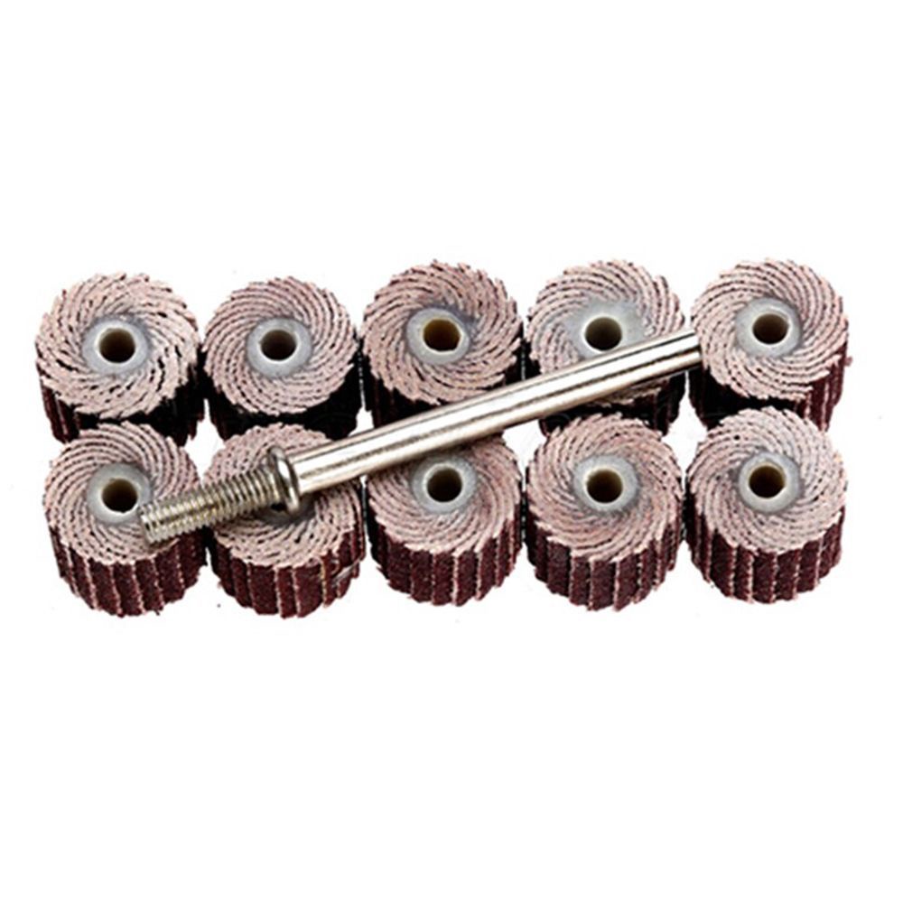 Mxbeauty 10x10 X 3mm Amplas Flap Wheel 240grit Dremel Dengan Mandrel