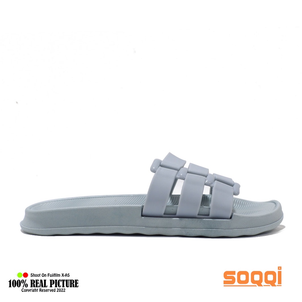 Sendal Karet Wanita selop import korea original sandal slop jelly cewek perempuan dewasa model flat casual jely slipon branded Soqqi-BL V202 S8B Terbaru promo murah lebaran cod keren 37-40