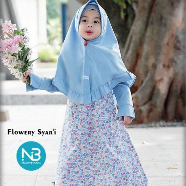 Gamis Anak Set Hijab NuBintang Flowery Syari Junior