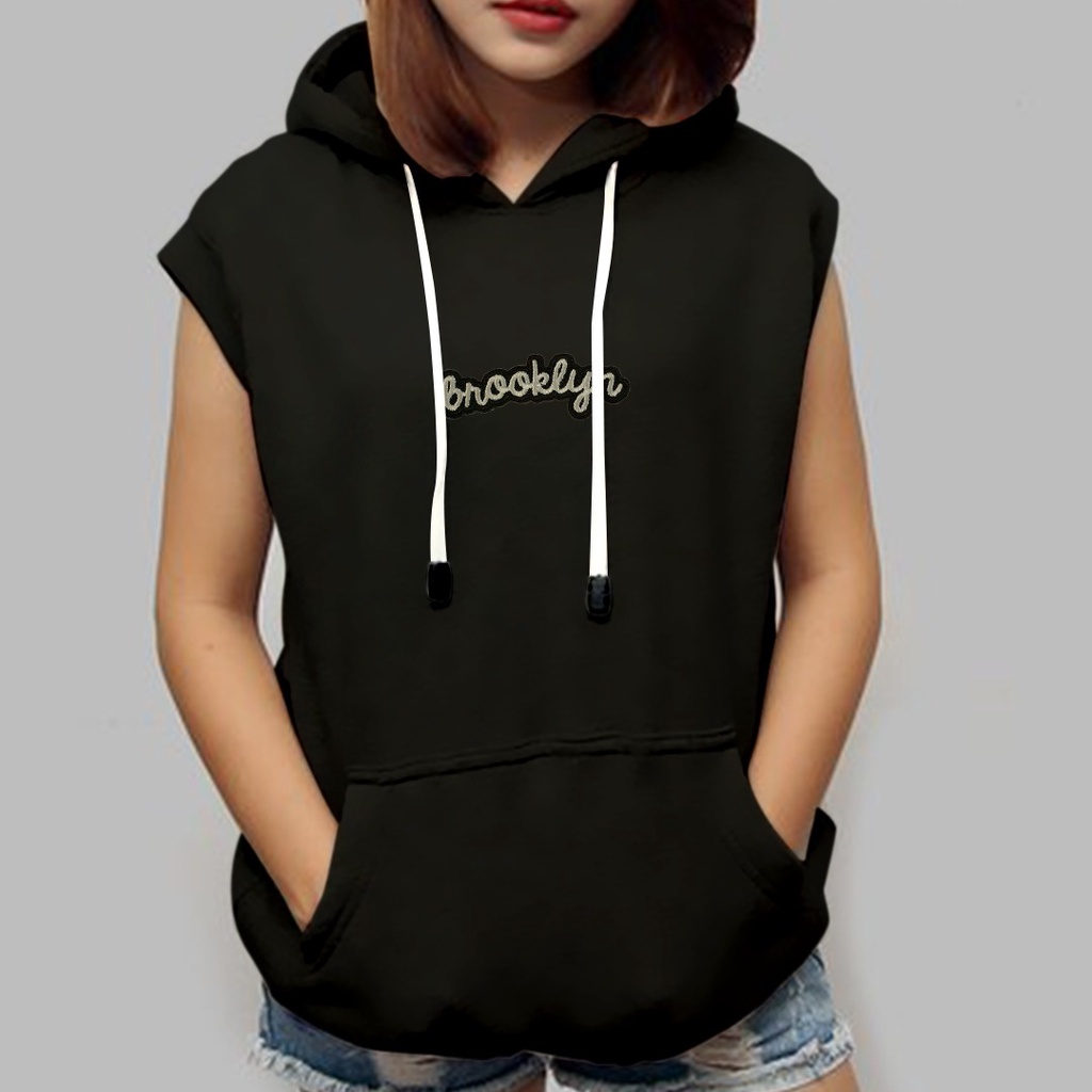 SLEEVELESS HOODIE ROMPI MOTIF BORDIR BROOKLYN  - VEST KEKINIAN TERLARIS