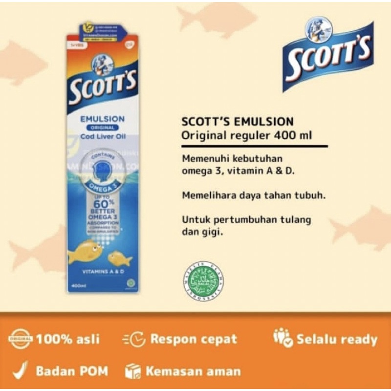 Scott emulsion original 400 ml ( vitamin penggemuk badan anak )