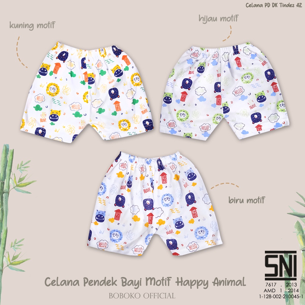 Celana Pendek Bayi Motif Happy Animal 0-6 bulan