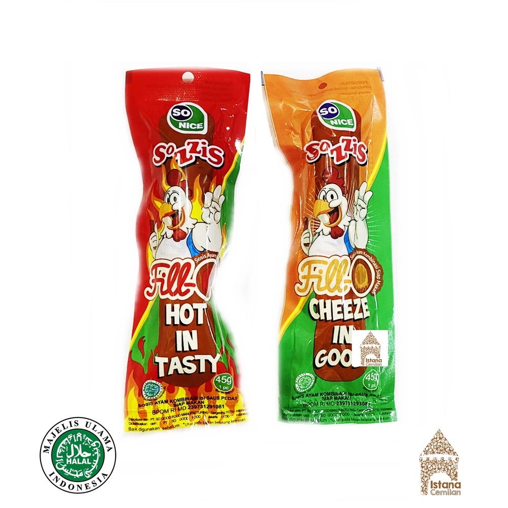 Sozzis Sosis Ayam So Nice Fill-O Hot Pedas / Cheese Keju 45 Gram