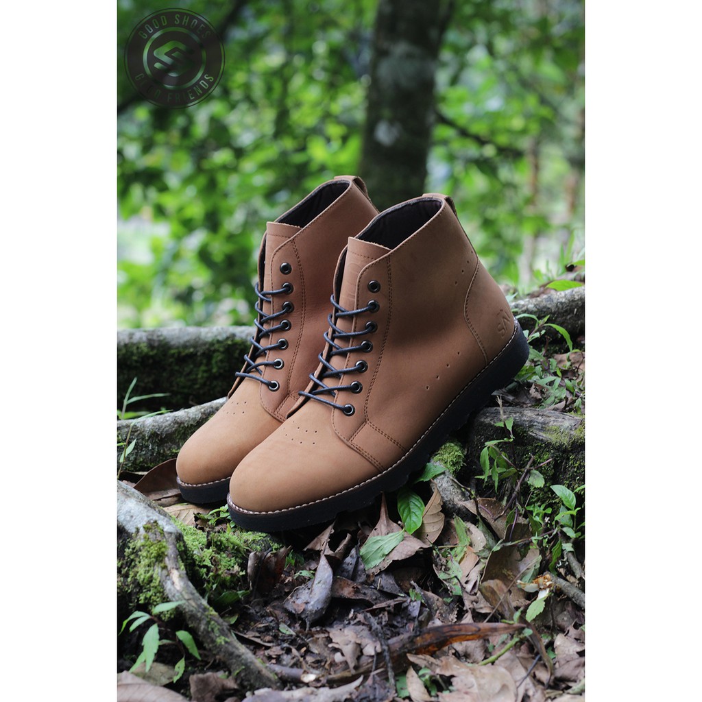 Sauqi Barbados Sepatu Boots Pria Kulit Asli (CH) Tan