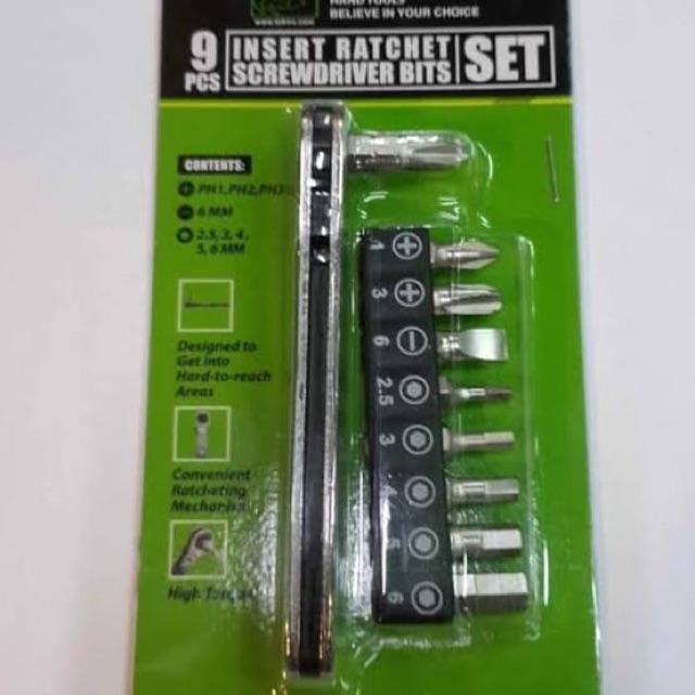 TEKIRO INSERT RACHET SCREWDRIVER 9PCS BITS