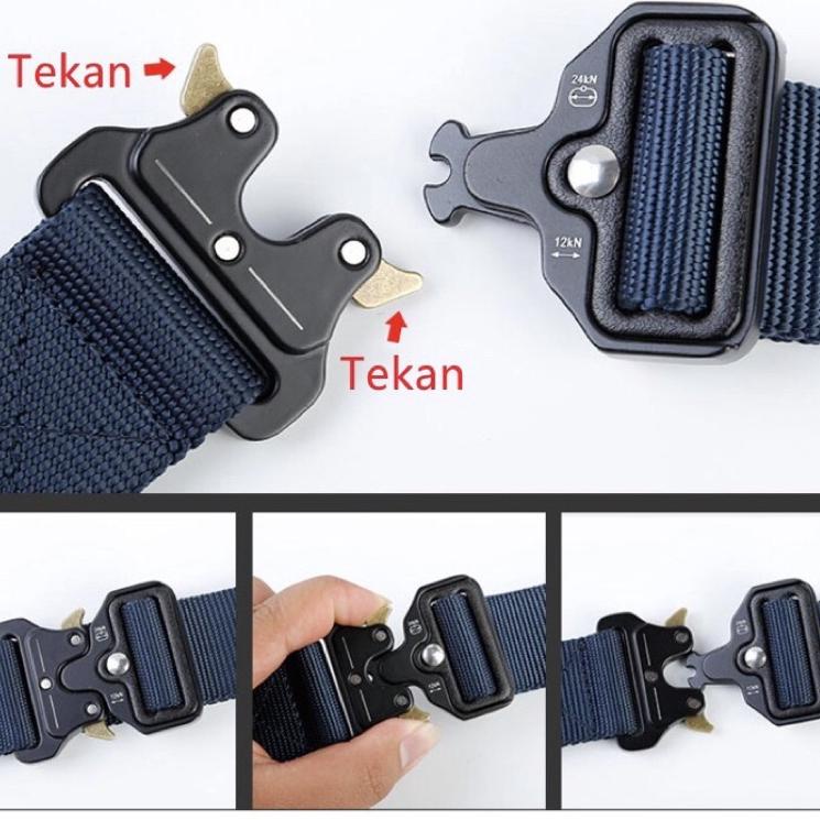 Special Surprise ikat pinggang pria tactical bahan nylon double ring kepala besi bisa COD