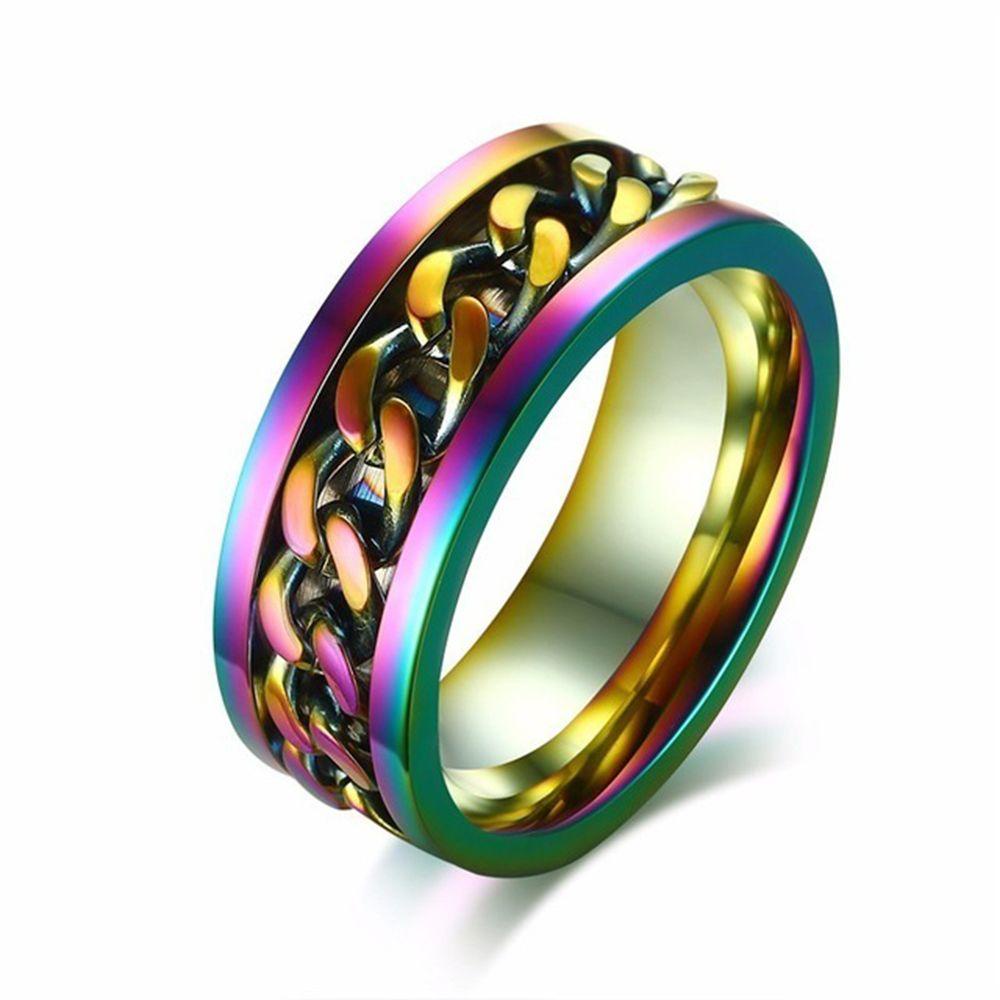 Cincin Rantai Rotatable Nanas Punk Perhiasan Fashion Anti Karat Pria Wanita Unisex Baja Titanium