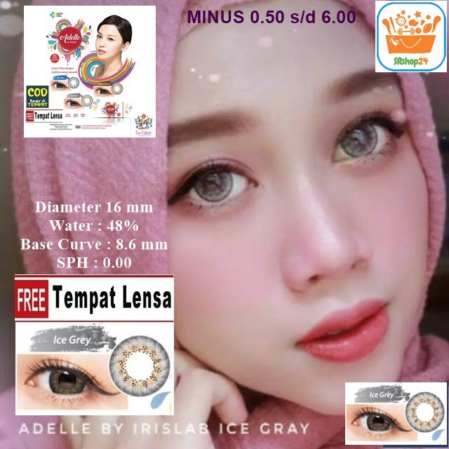 SOFTLENS MINUS DAN NORMAL ADELLE ICE GRAY 16MM (0.00 sd -6.00) GRATIS TEMPAT SOFLEN