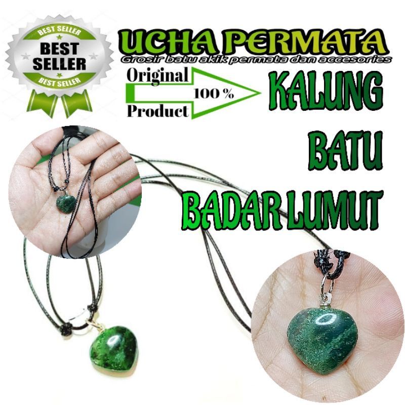 kalung batu akik badar lumut liontin kalung batu badar lumut
