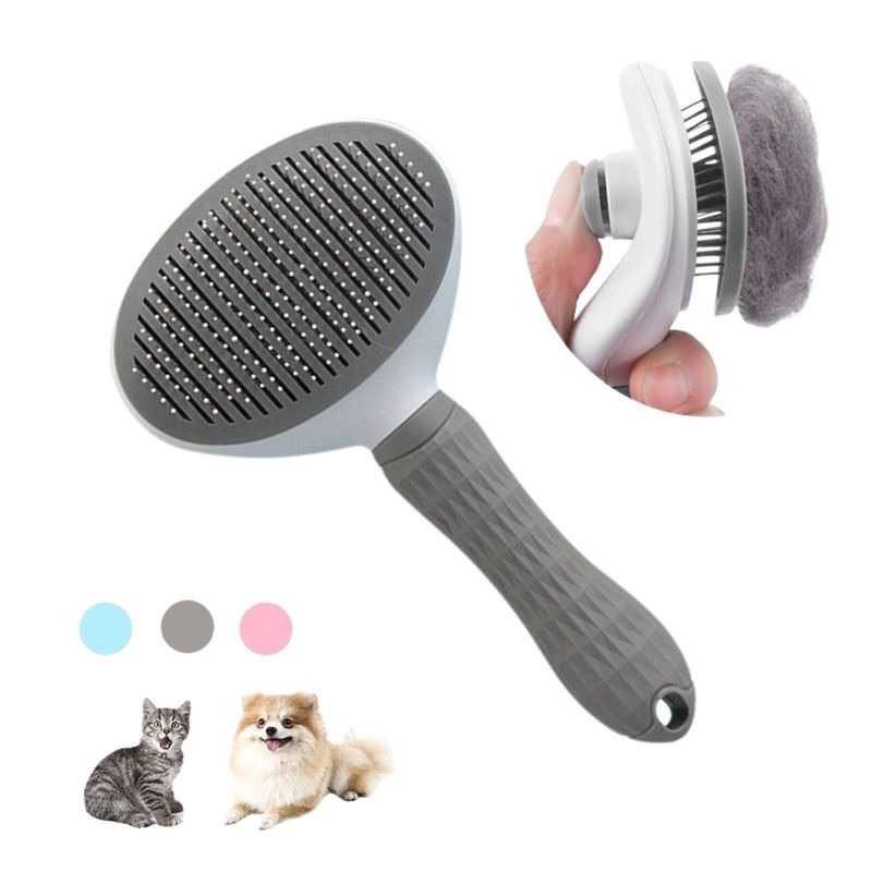 Sisir Bulu Anjing Kucing Dengan Tombol Otomatis / Sisir Bulu Hewan Anjing Kucing Pet Hair Comb Hair Removal Grooming