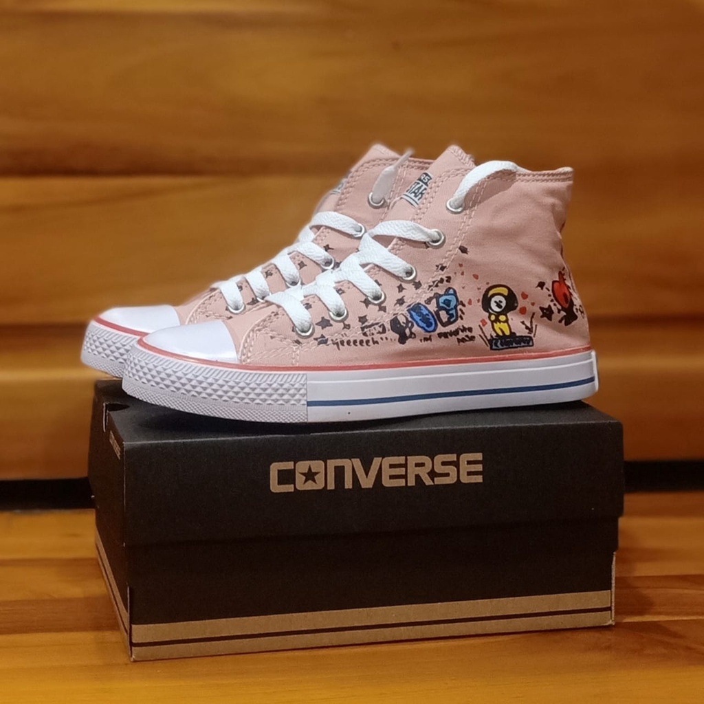 Sepatu anak Sneakers high boots BT21 import Fashion Casual Terbaru Murah laki laki dan Perempuan COD