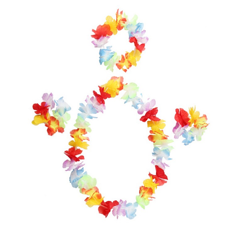 4pcs / Set Hiasan Kepala / Leher / Pergelangan Tangan Gaya Hawaii Tropis Untuk Tari Hula Luau