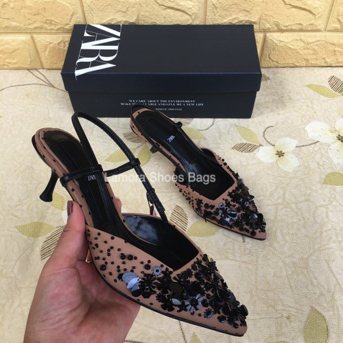 SEPATU ZR-126 SLINGBACK HIGH HEELS WITH SEQUINS