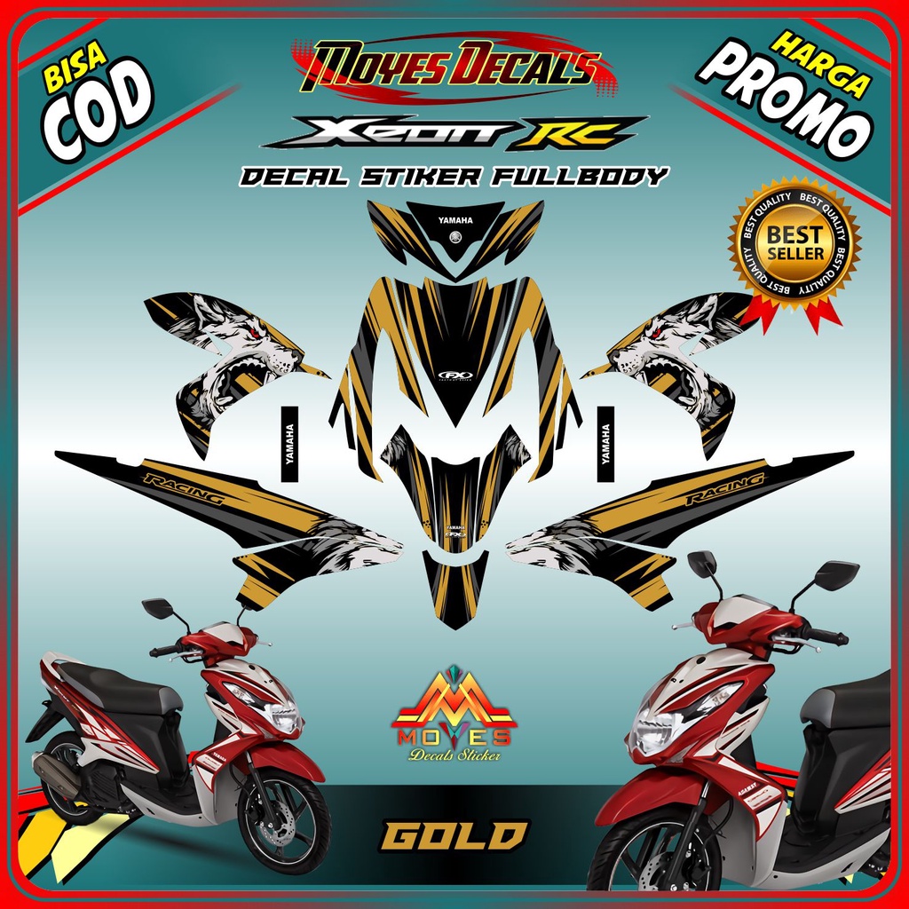 Decal xeon rc stiker decal motor xeon rc decal stiker motor xeon rc karbu srigala gold full body