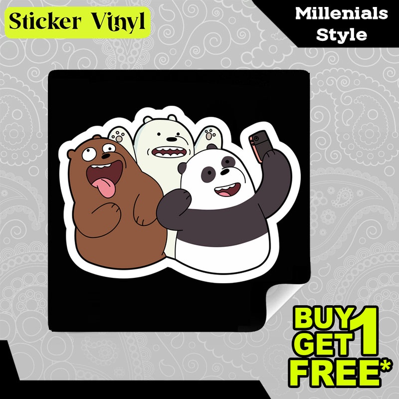 

Stiker Sticker We Bare Bears Selfie Kartun Animasi Anak Aesthetic Bahan Vinyl Satuan Anti Air