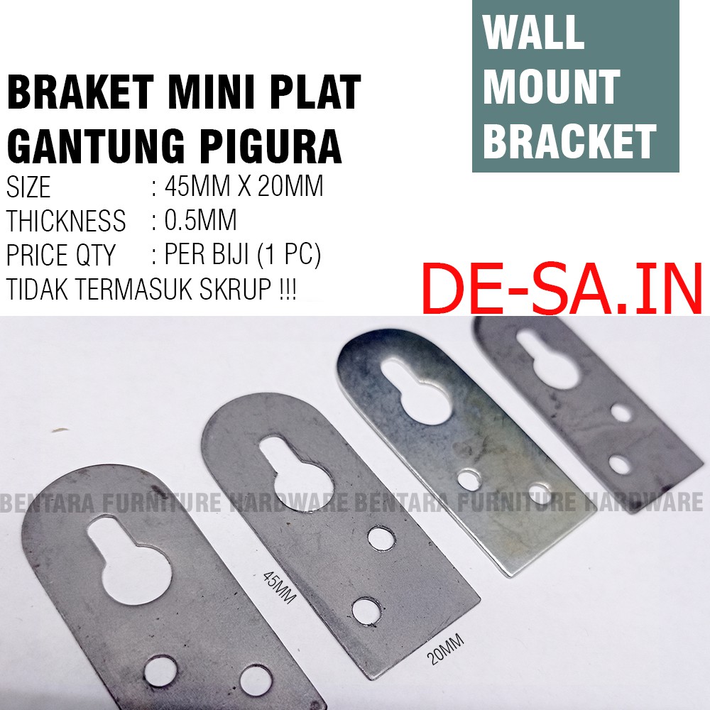 45MM BRAKET MINI PLAT GANTUNG FOTO - 45MM X 20MM PHOTO FIGURA DINDING FRAME WALL MOUNT PIGURA