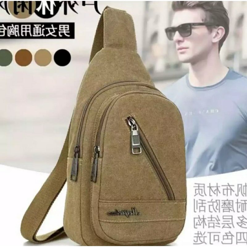 Florenzi sling bag kanvas pria original tas selempang pria fashion trendy