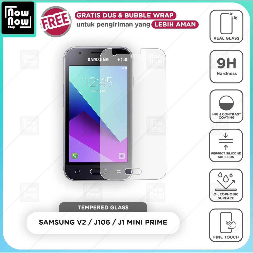 Tempered Glass Anti Gores Samsung V2 / J106 / J1 Mini Prime Screen Guard Protector 9H Temperglass