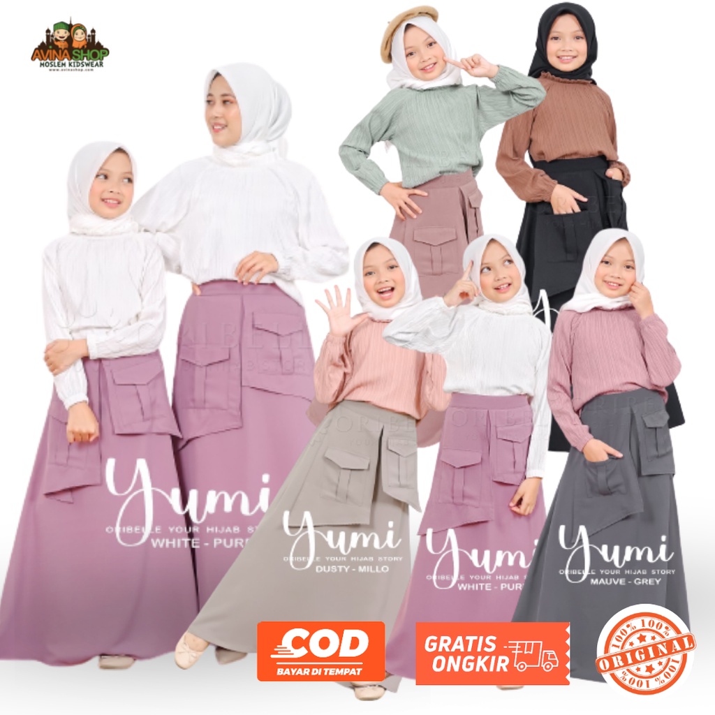YUMI BY ORIBELLE Kids Setelan Baju Muslim Anak dan Remaja Perempuan / Setelan Blouse Rok by oribelle