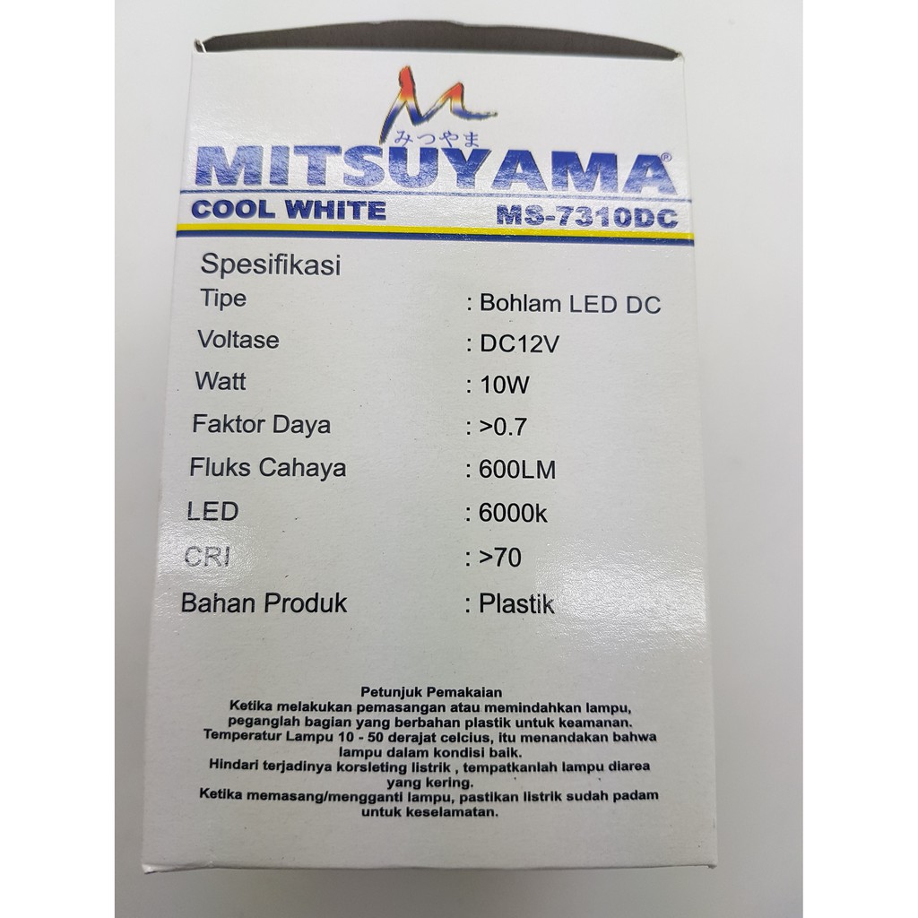 Lampu Led DC 12v MITSUYAMA 10w - Model Lansung Jepit ke Baterai / aki