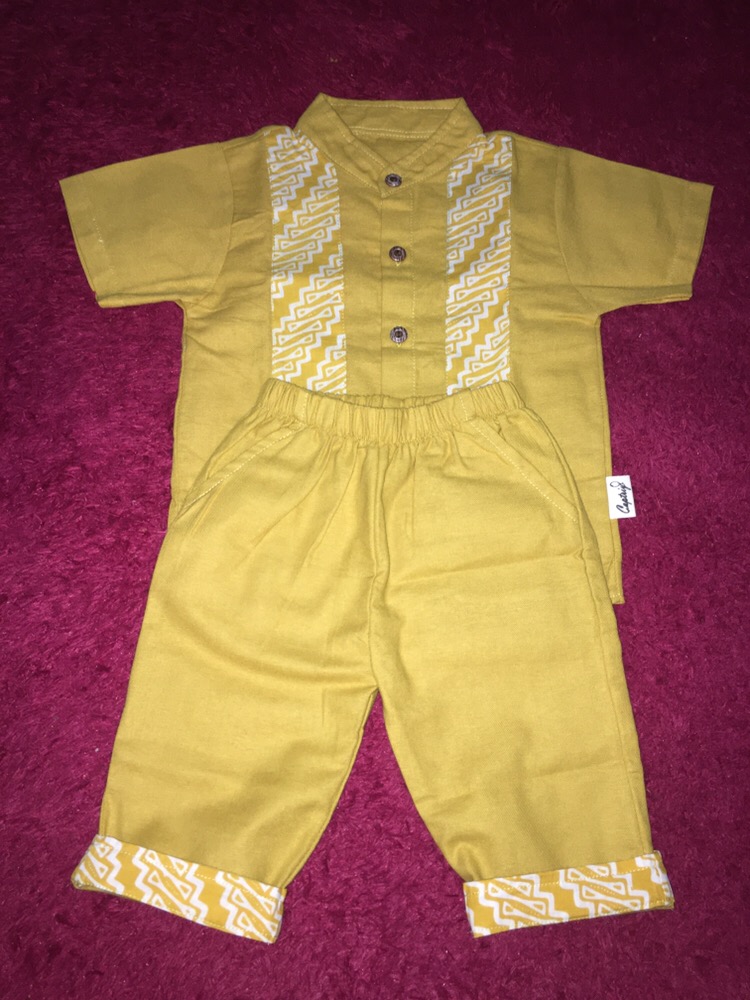 Kemeja Koko Bayi Anak/kurta Bayi Anak/kemeja Koko Kombinasi Batik Bayi Anak Bahan Linen Rami Grade A