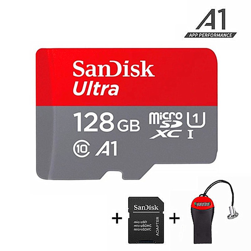 Memory Card Microsdhc Original 128GB + SD Adapter + Card Reader