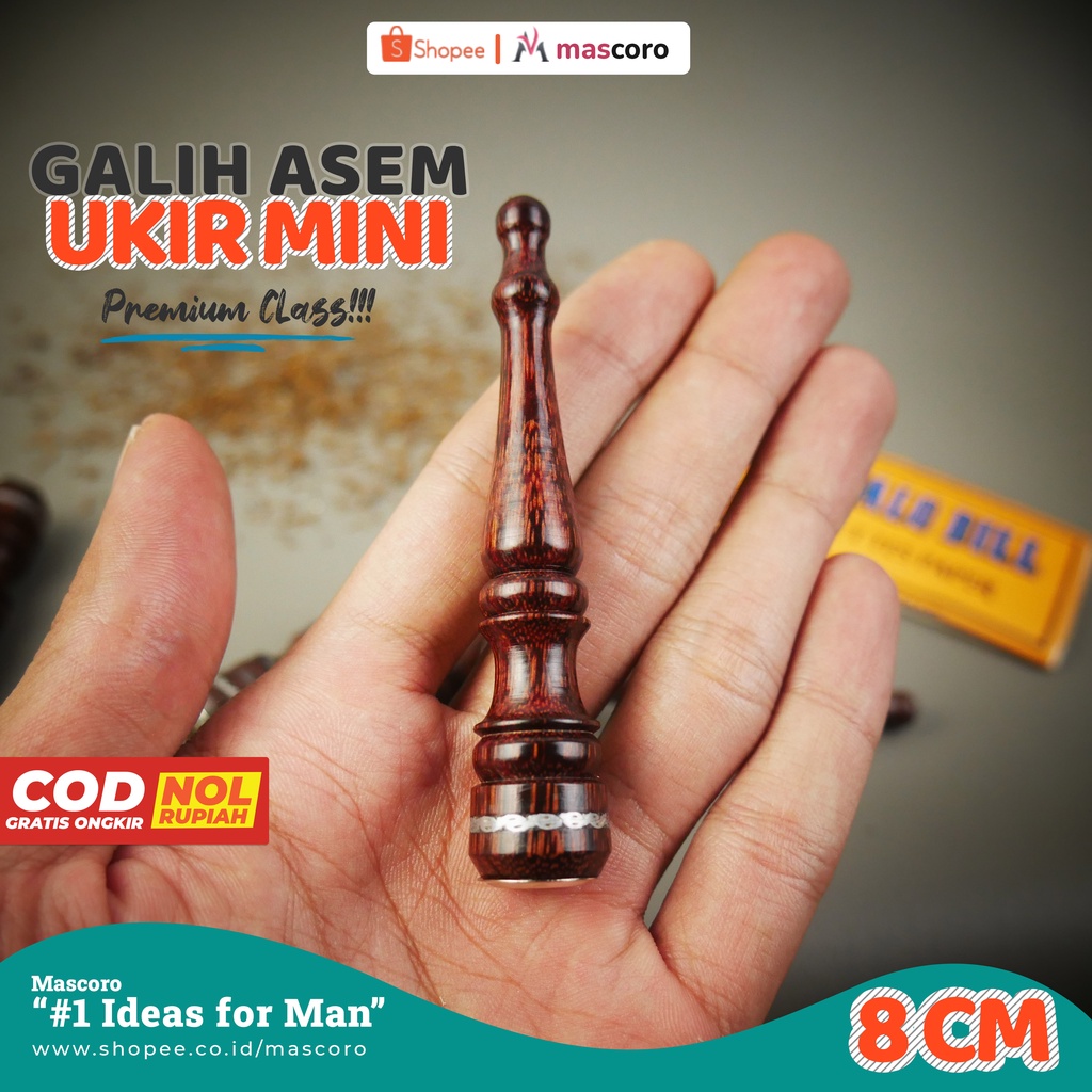 once pipa roko kayu galih asem - cangklong rokok padudan premium ukir dibawah gading gg panjang 8cm