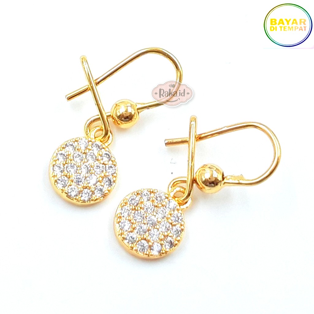 RAKA Acc - Anting Clip Xuping Perhiasan Cantik Wanita Lapis Emas 18k Model Jurai Bulat 031