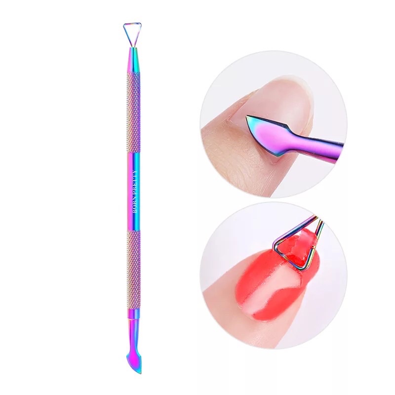 BORN PRETTY RAINBOW GEL REMOVER CUTICLE PUSHER STAINLESS STEEL NAIL ART TOOL