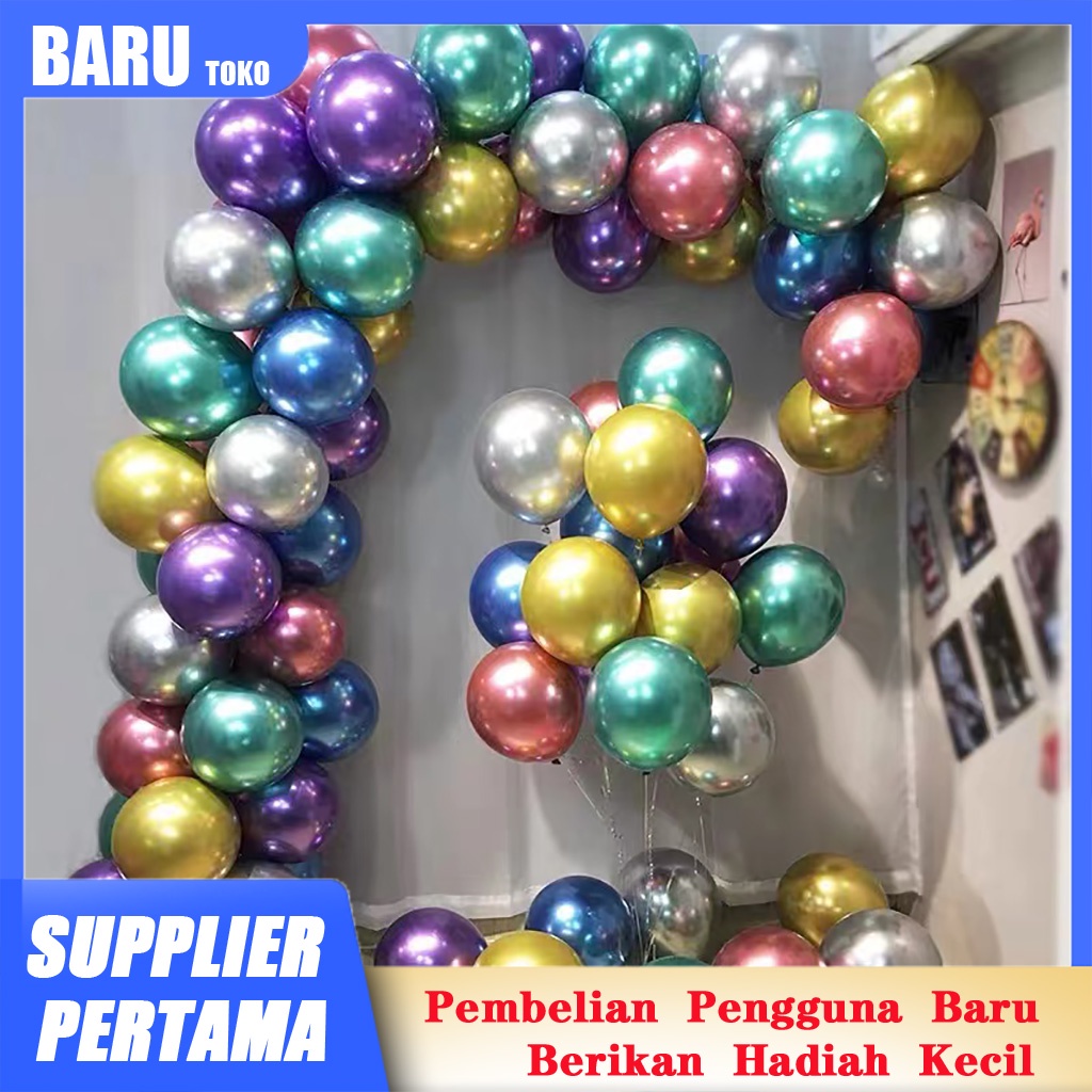 Jual Balon Logam Balon Lateks 10 Inch Balon Pesta Ulang Tahun 50pcs ...