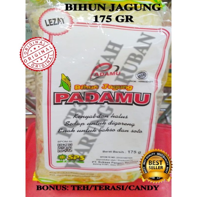 

BIHUN JAGUNG"PADAMU"175 GR BONUS TEH/TERASI/CANDY