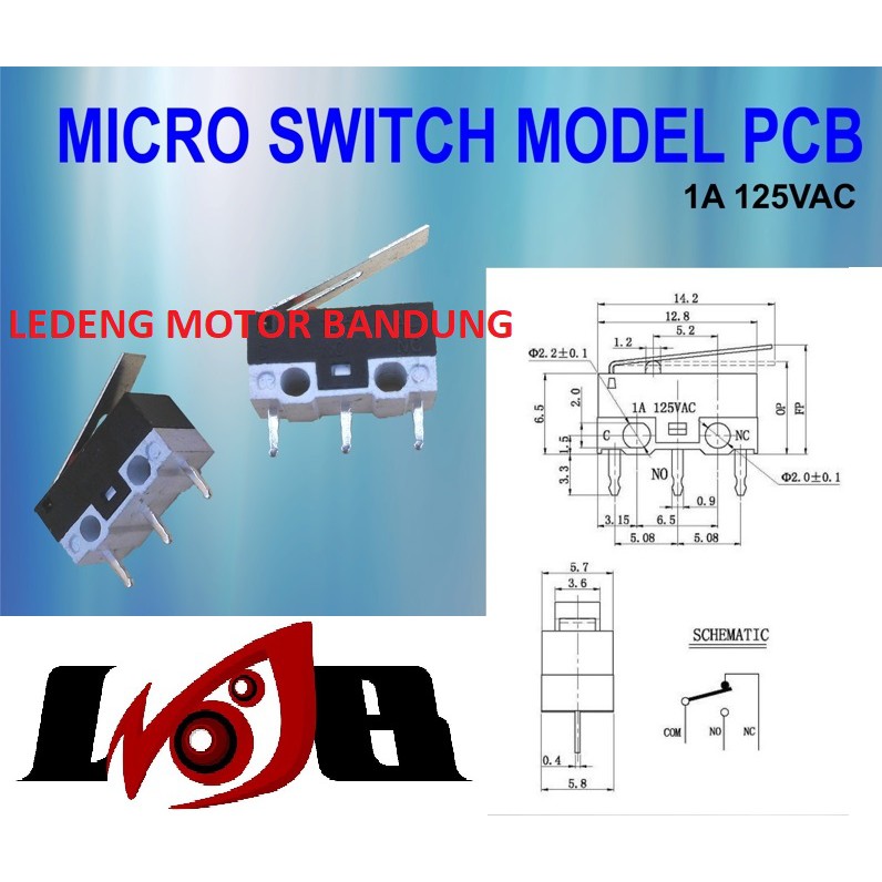 Mini Micro Switch Gagang Microswitch Kecil PCB 3 Pin 125VAC 1A