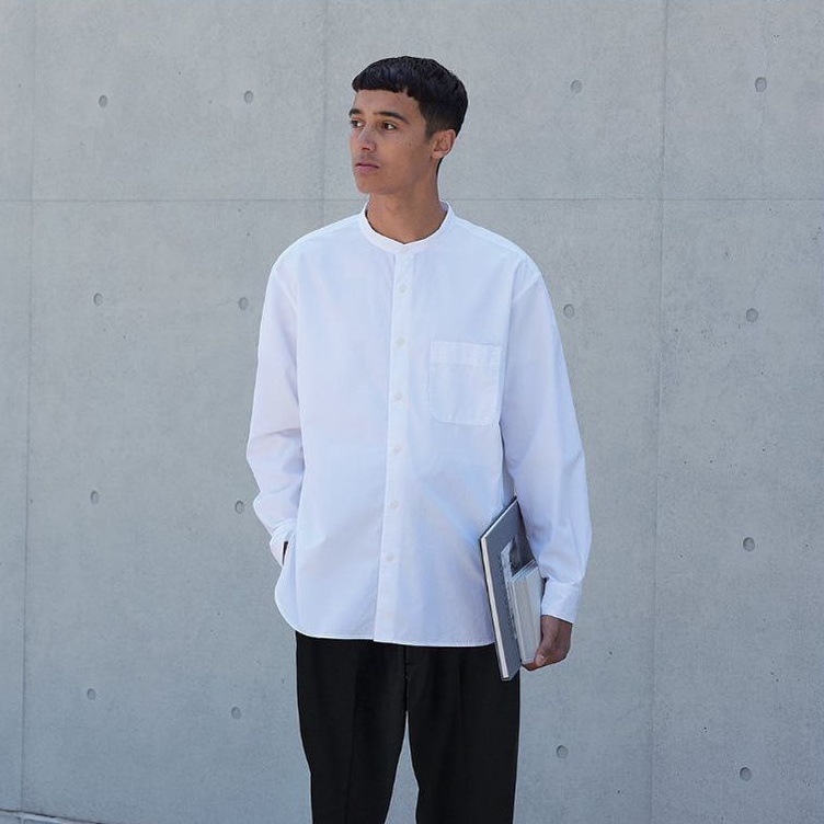 Uniqlo Kemeja Kerah Shanghai Original/ Kerah Tegak / Kemeja Pria Uniqlo Sale/Kemeja Broadcloth Kerah