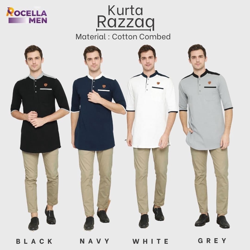 Rocella Men Koko Kaos Pria - Koko Lengan Pendek - Rocella Koko Kurta Razzaq - Koko Casual Pria - Kao