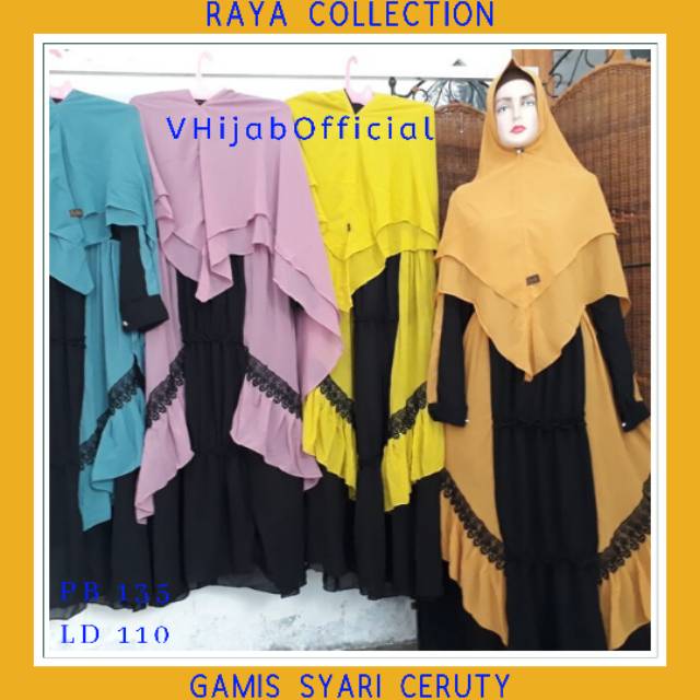 Gamis Syari Terbaru Set Khimar Ceruty Lebaran 2020 Dress Fashion Muslimah Dewasa Seruti Ceruti Busui