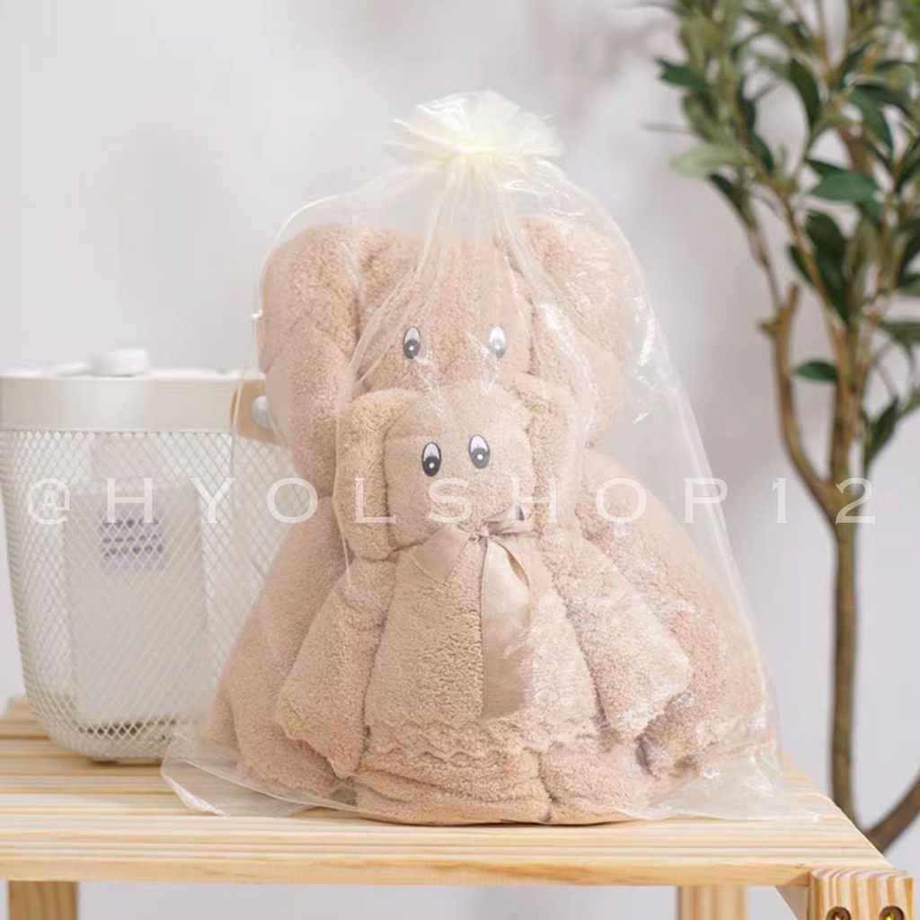 [HY.OLSHOP12] Handuk Set 2in1 Handuk Boneka Beruang Handuk Mandi &amp; Wajah Handuk Mandi Dewasa