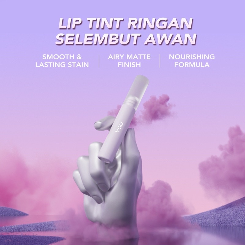 YOU Cloud Touch Fixing Lip Tint | Soft Velvet Finish Lip Stain | Korean Style Lip Tint Bibir | Melembapkan Tahan Lama ( YOU MAKEUPS OFFICIAL STORE )