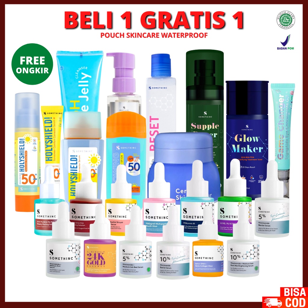 [ All Variant ] SOMETHINC 10% Niacinamide, Jelly Cleanser, Moisturizer Gel, HYALuronic9, GLOW MAKER Toner,  Serum AHA BHA Peeling, Eye Gel, Essence Toner, Oil Serum, Sunscreen, Retinol serum, 4K GOLD Essence,  Deep Cleansing Balm, Toner Kit