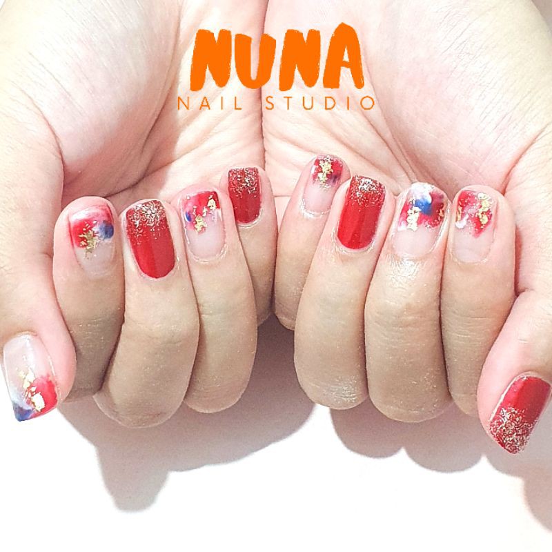 Red nails / Kupal merah abstrak / kuku palsu / wedding nails
