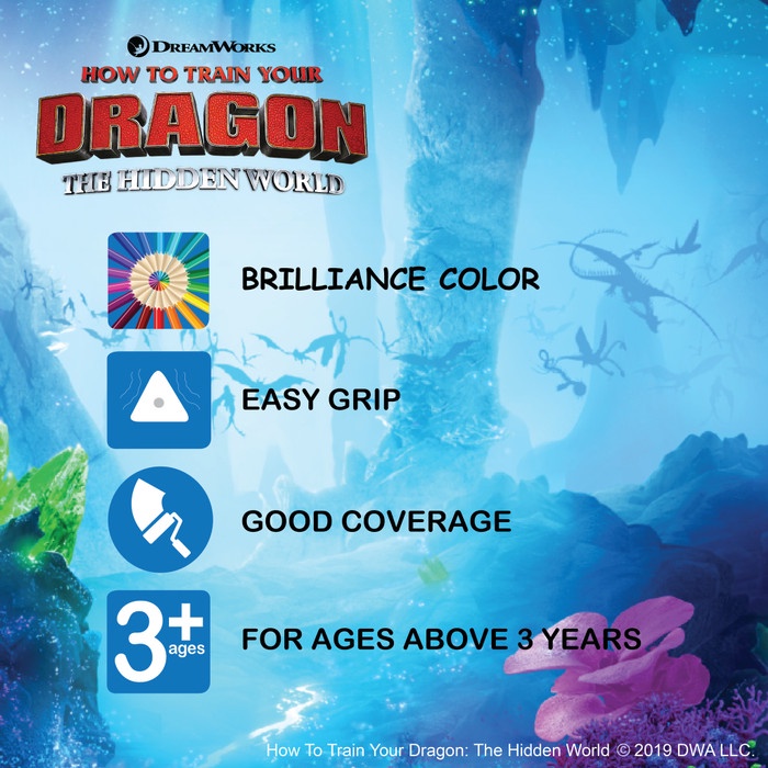 

WARNAPENSIL- HOW TO TRAIN YOUR DRAGON: THE HIDDEN WORLD – NIGHT FURY (12 COLORS) -PENSIL WARNA