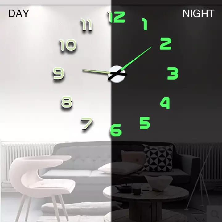 Jam Dinding Besar DIY Giant Wall Clock Quartz Glow in The Dark 80-130cm - Jam glow in the dark - Jam dinding tempel tembok - Jam dinding aesthetic - Jam dinding unik - Jam dinding murah - Jam dinding tempel tembok 3d nyala - Jam dinding lucu dan unik