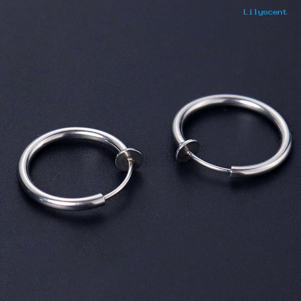 1 Pc Anting Klip Tanpa Tindik Bentuk Bulat Untuk Unisex