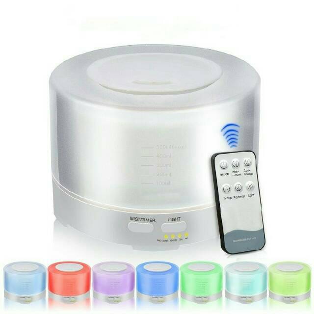 Pelembab Udara Diffuser Aromaterapi Air Humidifier 7 Color 500ml with Remote Control - HUMI H14A