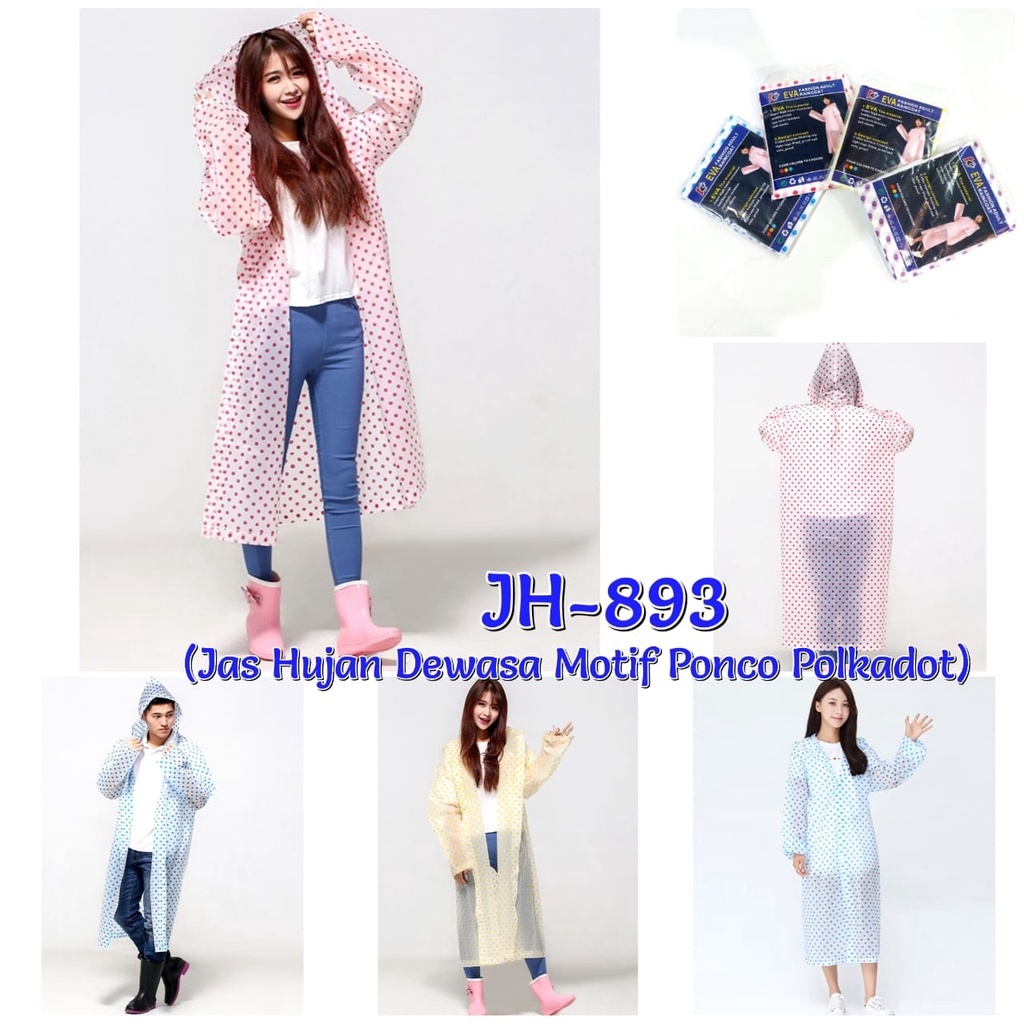 FELWINSHOP Jas Hujan Terusan Raincoat Gamis EVA - Raincoat Mantel Hujan Dewasa Polkadot