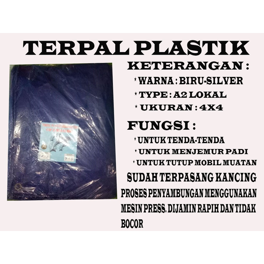 Terpal Plastik Lembaran Ukuran 4x4 A2 Lokal Cocok Buat Tutup Barang Dan Jemur Padi Tenda Hamparan