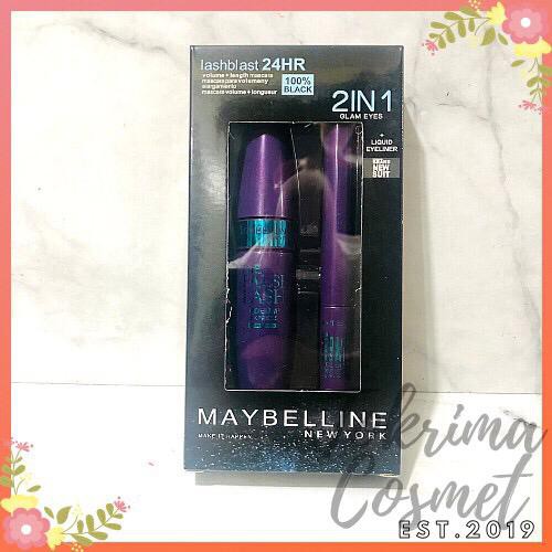 (CYBER) COD TERBARU MAYBELLINE MASCARA + EYELINER 2IN1 SET HITAM